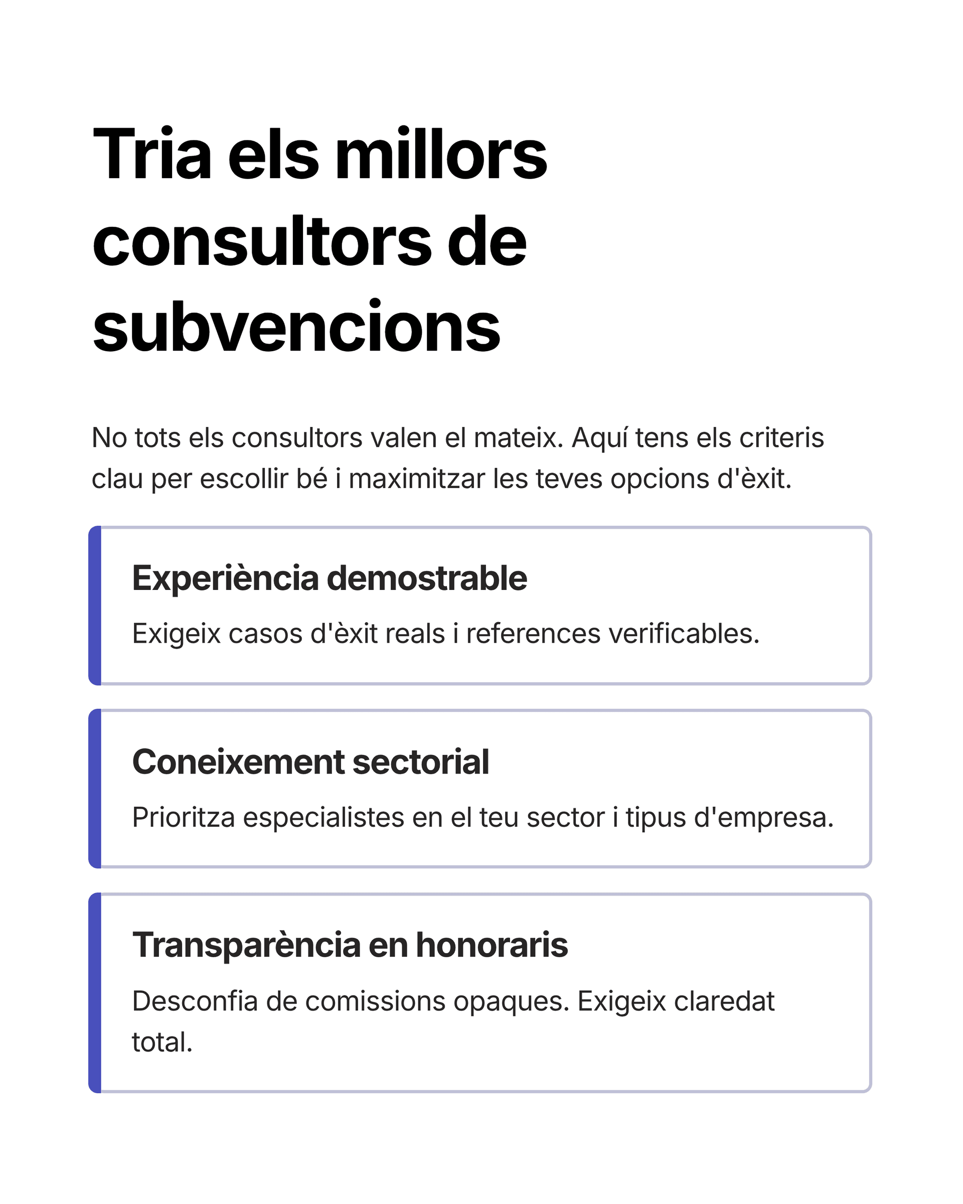 Cómo elegir una consultora de subvenciones: 7 criterios clave