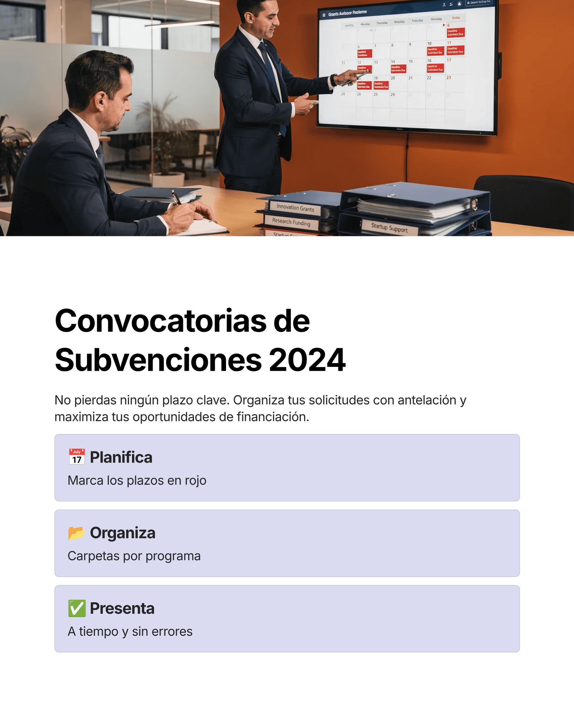 Calendario de convocatorias de subvenciones: no pierdas fechas